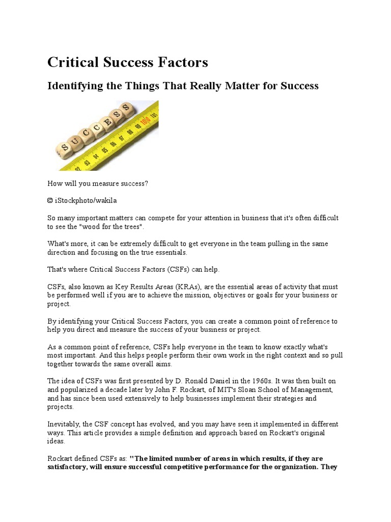 Critical Success Factors | PDF