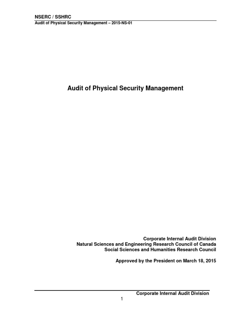 Physical Security Audit Report 2015 | PDF | Threat (Computer ...