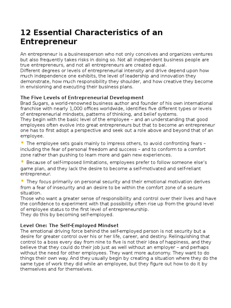 12 Key Traits of Successful Entrepreneurs | PDF | Entrepreneurship ...