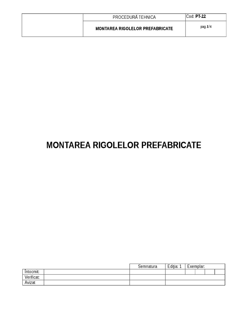 PT-22 Montare Rigolelor Prefabricate | PDF