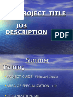 Project Guide HR Job Descriptions and Induction Process