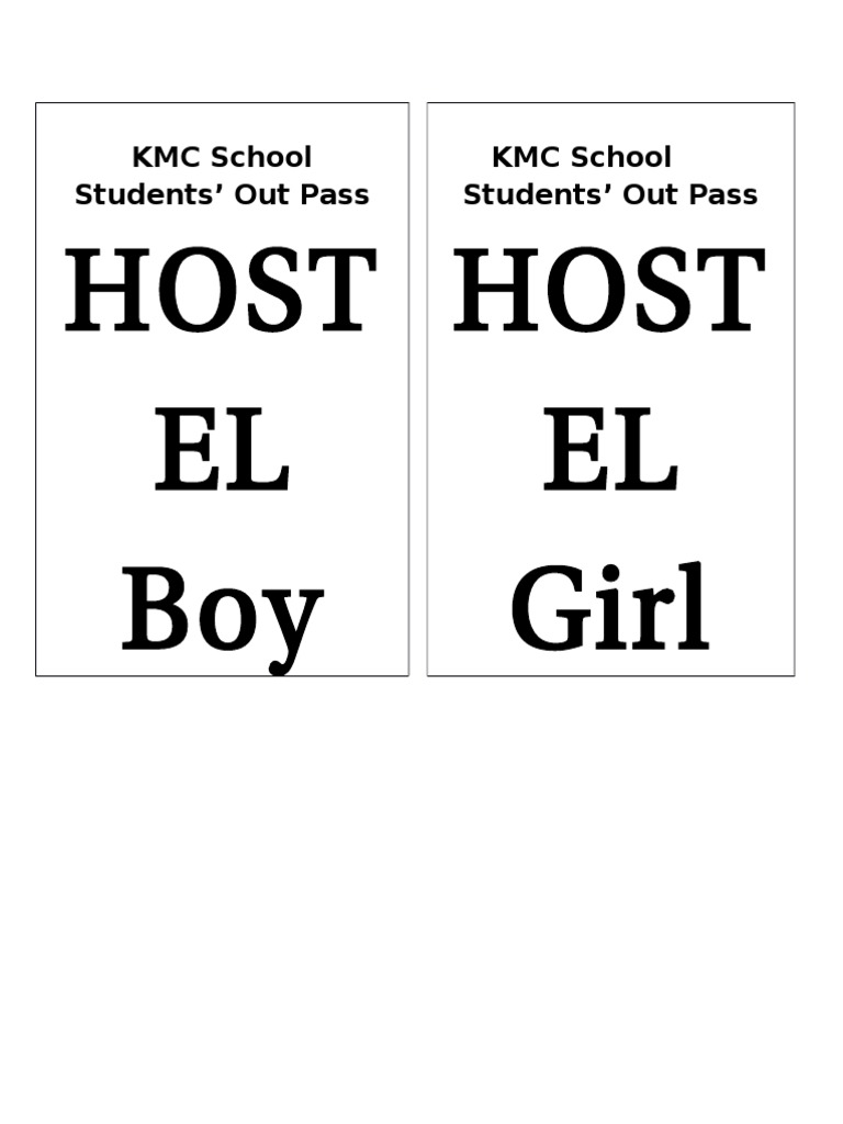 KMC School Student Out Pass Form | PDF