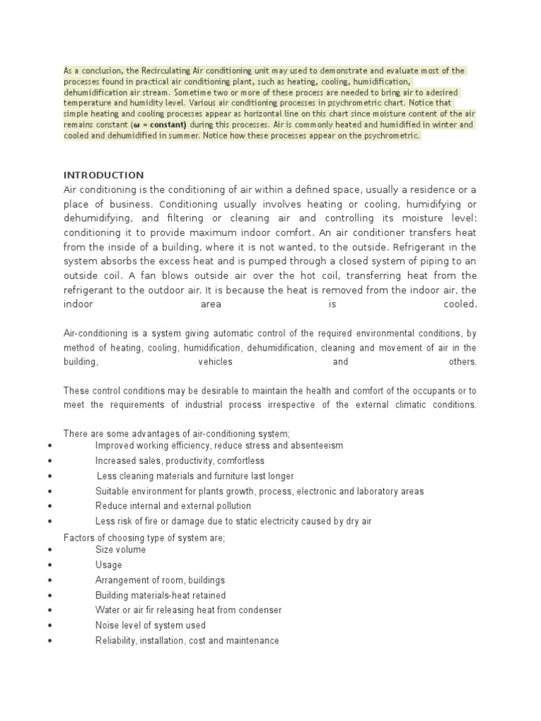 Lab Report Aircond | Air Conditioning | Atmospheric ...