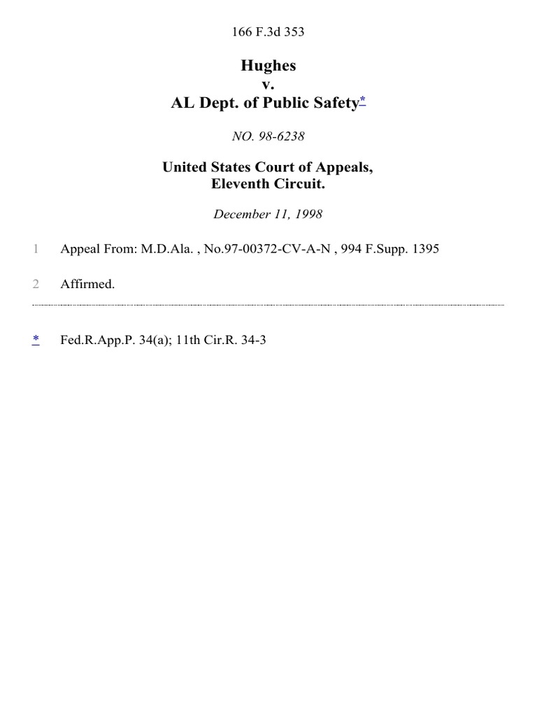 Hughes v. AL Dept. of Public Safety United States Court of Appeals