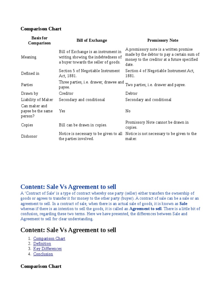 Bill of Exchange vs Promissory Note | PDF | Negotiable Instrument | Cheque