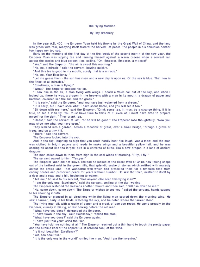 The Flying Machine Ray Bradbury PDF Nature