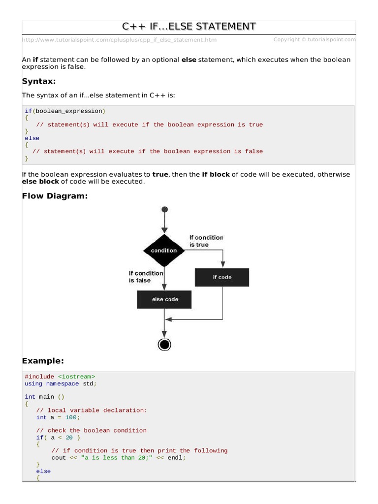 C++ If... Else Statement | PDF