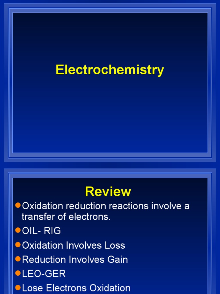 Electrochemistry 2 PDF Redox Electrochemistry