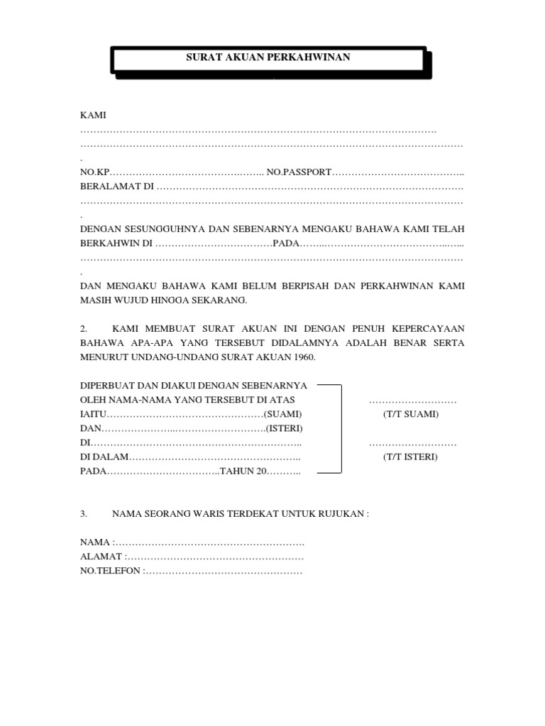 Borang Akuan Kawin Imigresen Pdf