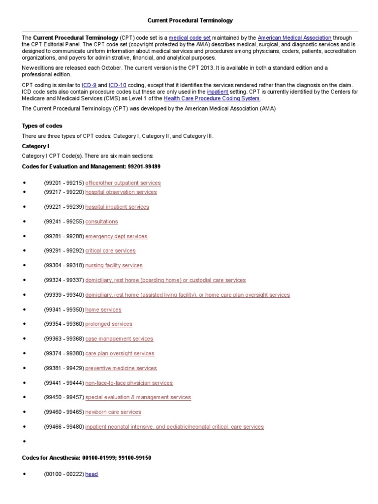 current procedural terminologycpt coding medicine