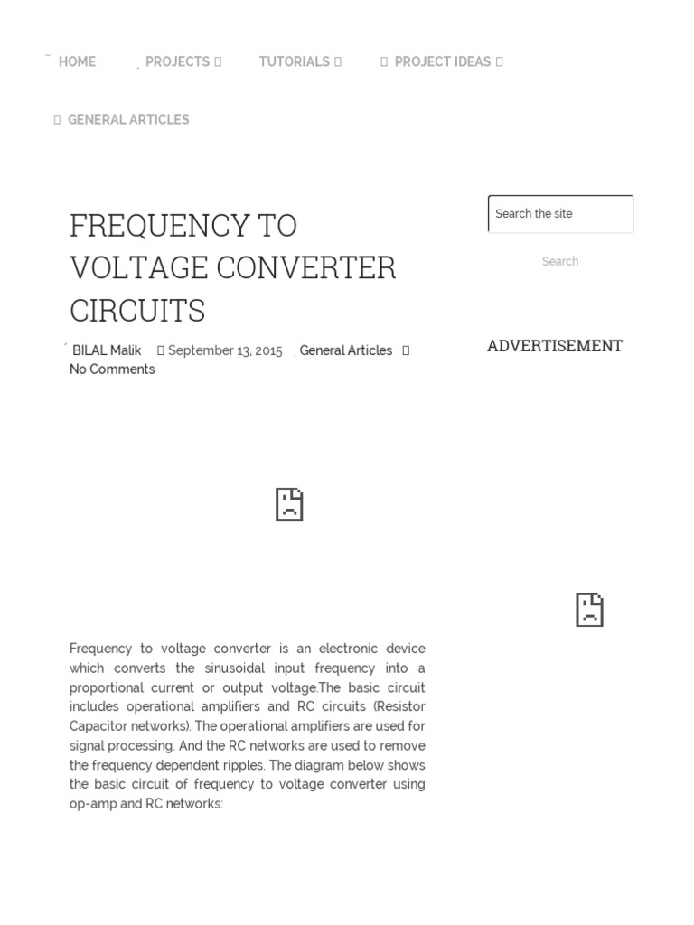 Frequency To Voltage Converter Circuit Diagram | PDF | Operational ...