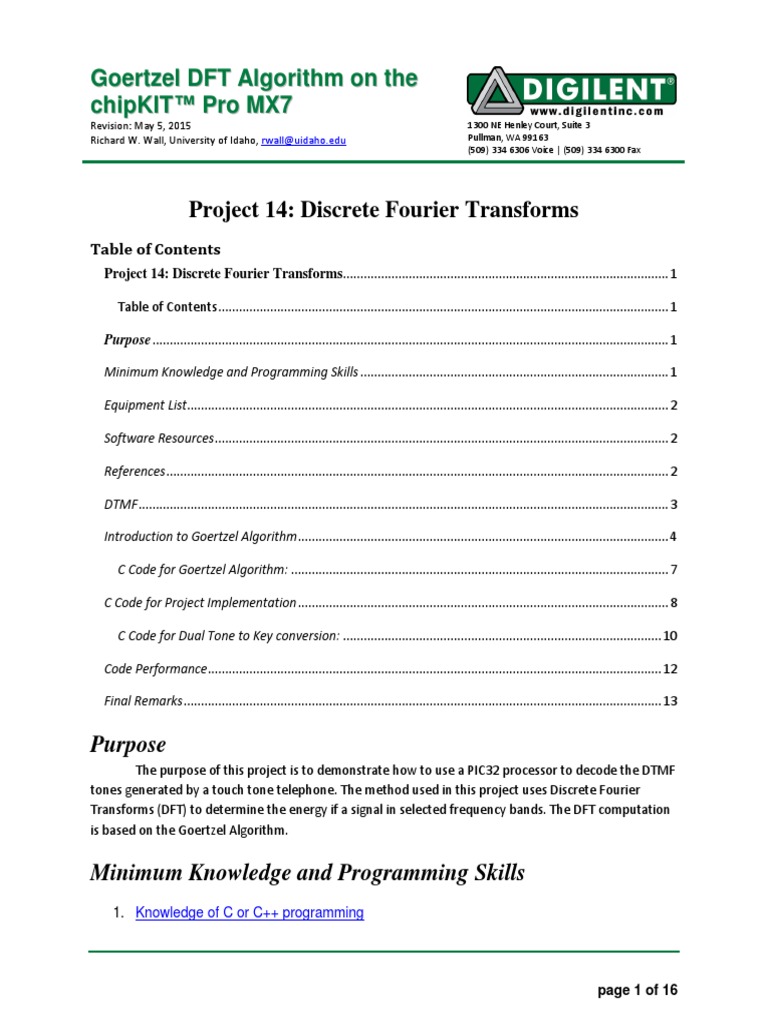 Goertzel DFT PDF Digital To Analog Converter Discrete Fourier