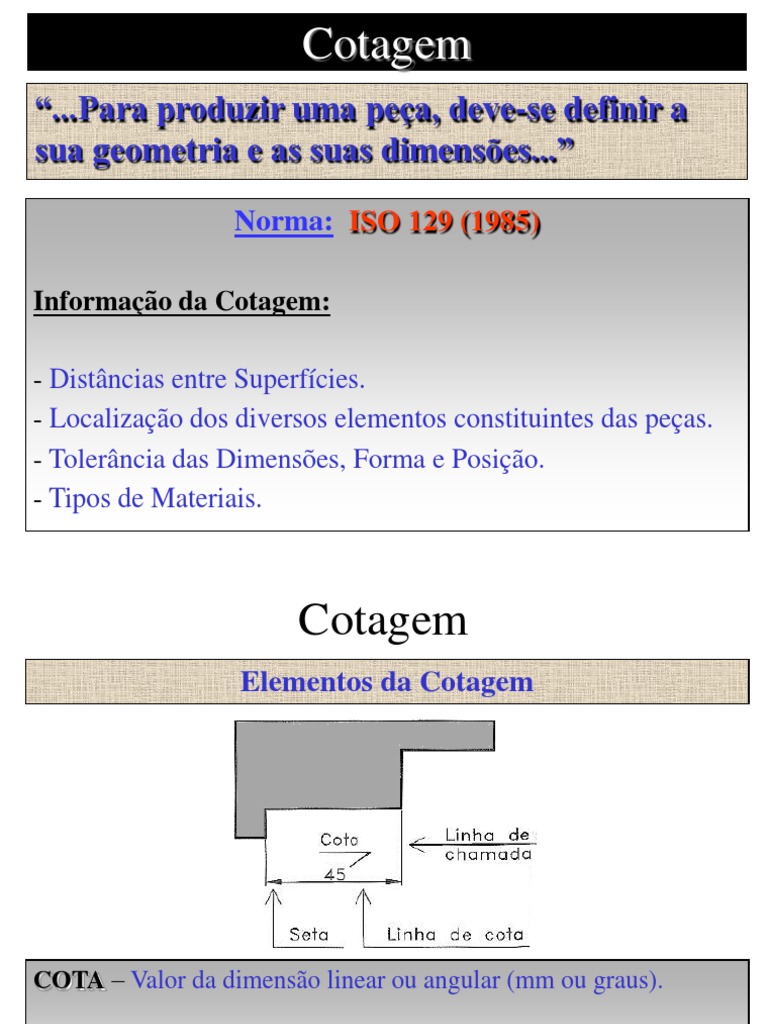 Elementos e Tipos de Cotagem Técnica | PDF | Desenho | Esfera