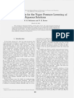 An Additivity Rule for the Vapor Pressure Lowering of Aqueous Solutions (Robinson and Bower 1965)