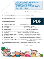 Physical Fitness Test Day: Marciano Del Rosario Memorial Elementary School July 22, 2016