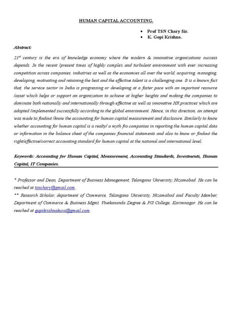 Human Capital Accounting Insights | PDF | Human Capital | Competence ...