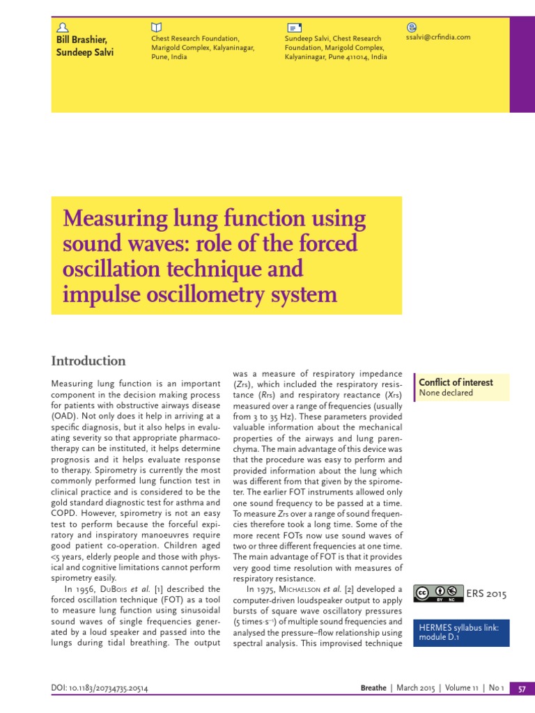 Measuring Lung Function Using Sound Waves Role of The Forced Oscillation Technique and Impulse