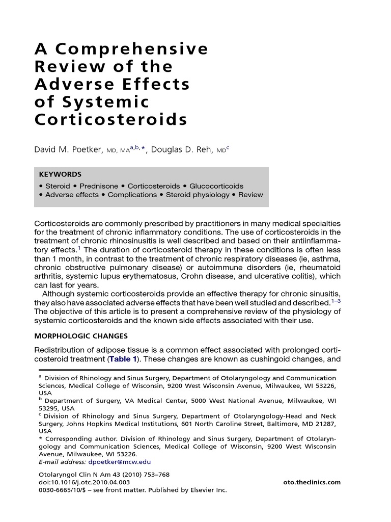 Adverse Effects of Systemic Corticosteroids | PDF