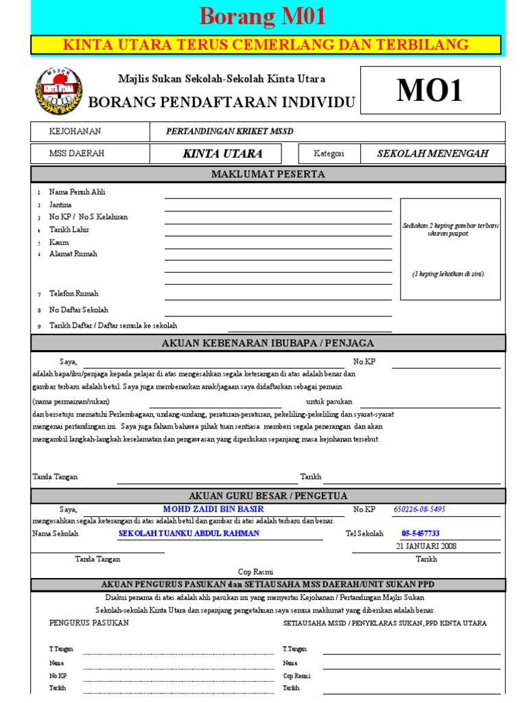 Borang M01 M02