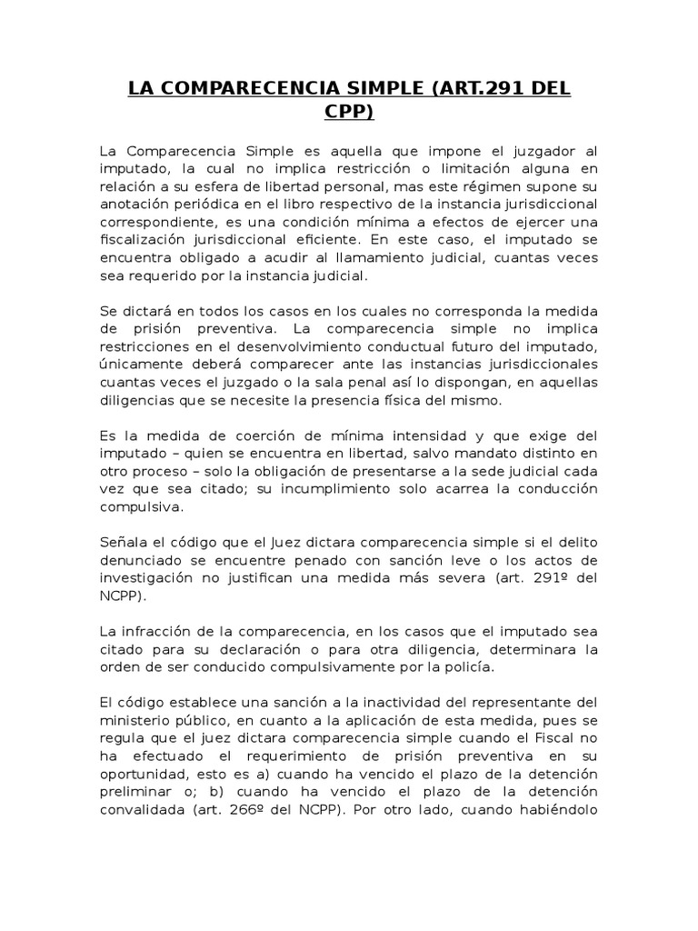 Definición de Comparecencia Simple en Derecho | PDF | Ley procesal ...