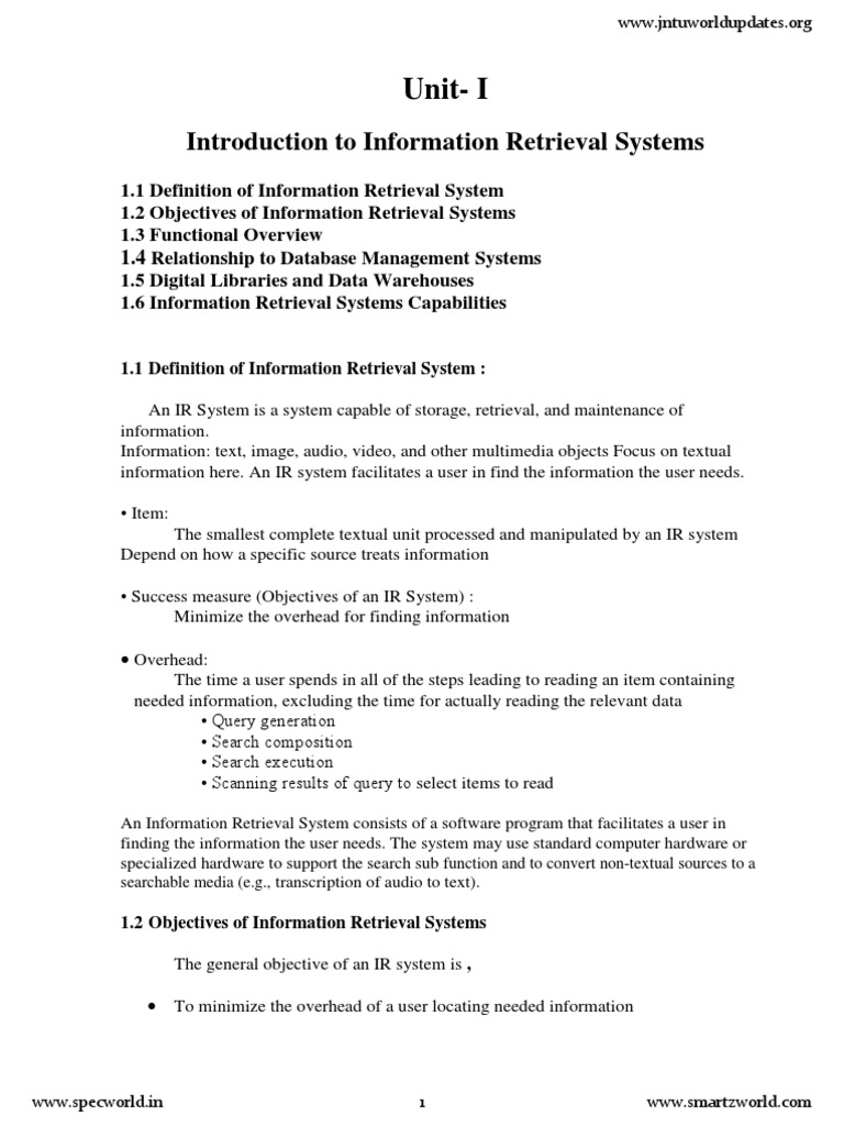 IRS Unit1 PDF Database Index Search Engine Indexing