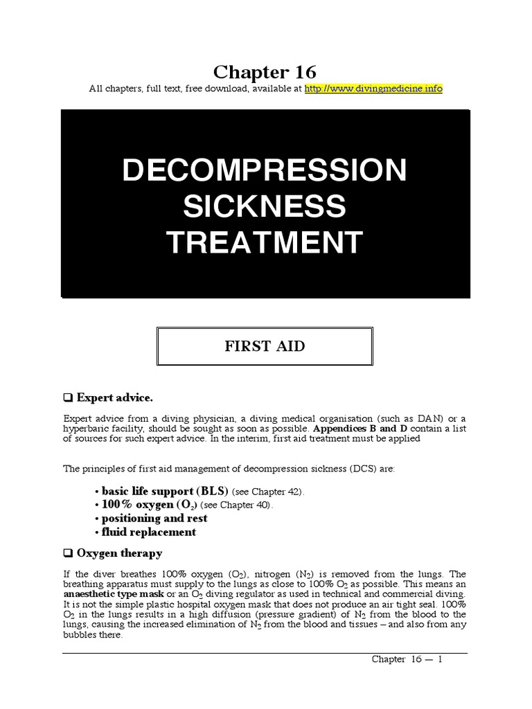 Sickness Treatment First Aid PDF Underwater Diving