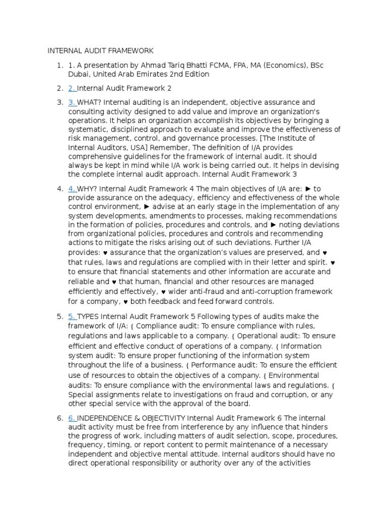 Internal Audit Frame Work | PDF | Internal Audit | Audit