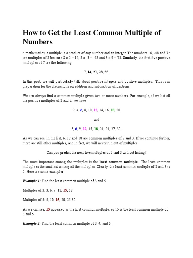 How to find the least common multiple and greatest common factor of