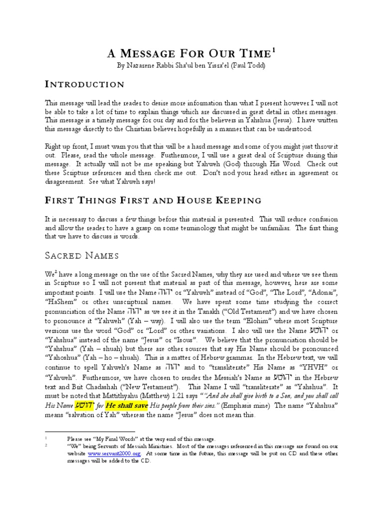 A Message For Our Time | PDF | Hebrew Bible | Bible