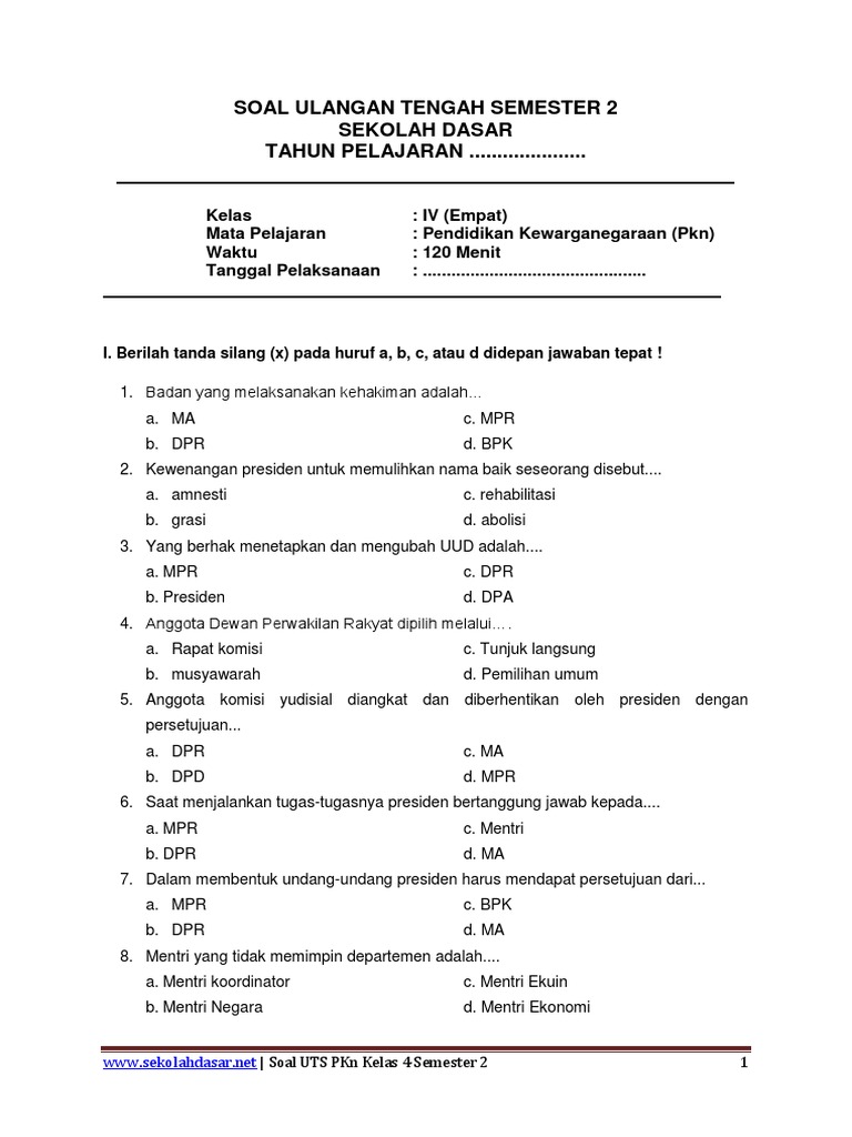 Contoh Soal Dan Jawaban Pkn Kelas 11 Semester 2