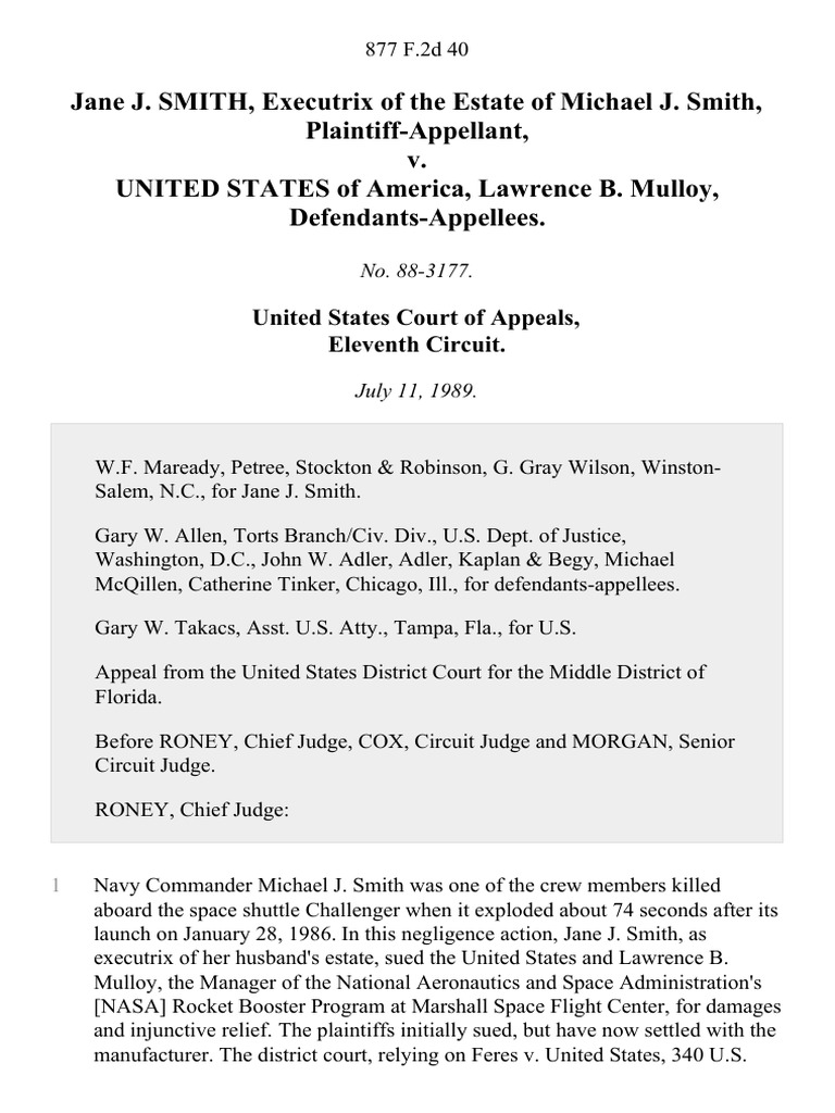 Jane J. Smith, of the Estate of Michael J. Smith v. United States of