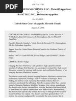 Imaging Business Machines, LLC v. BancTec, Inc., 459 F.3d 1186, 11th Cir. (2006)