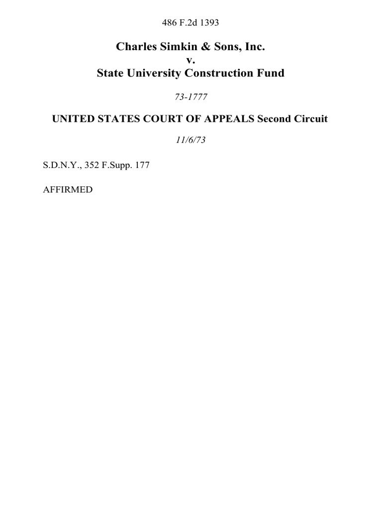 Charles Simkin & Sons, Inc. v. State University Construction Fund, 486 ...