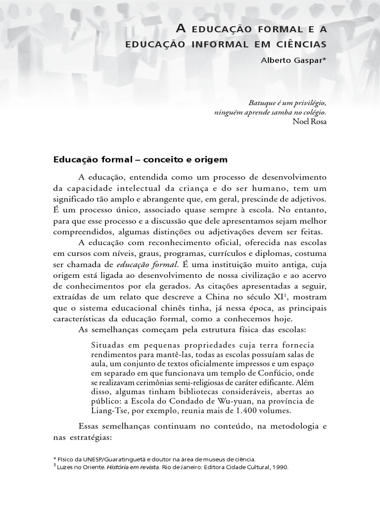 Educação Formal e Informal em Ciências | PDF | Aprendizado | Science