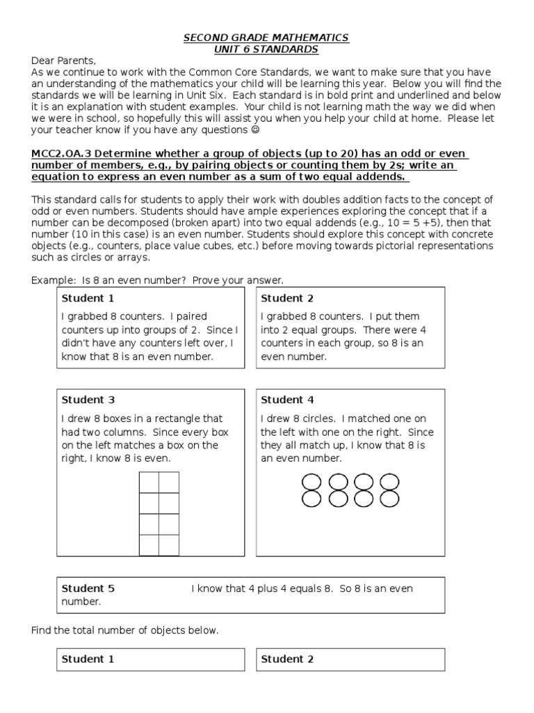 Second Grade Mathematics Unit 6 Standards | PDF | Rectangle | Matrix ...