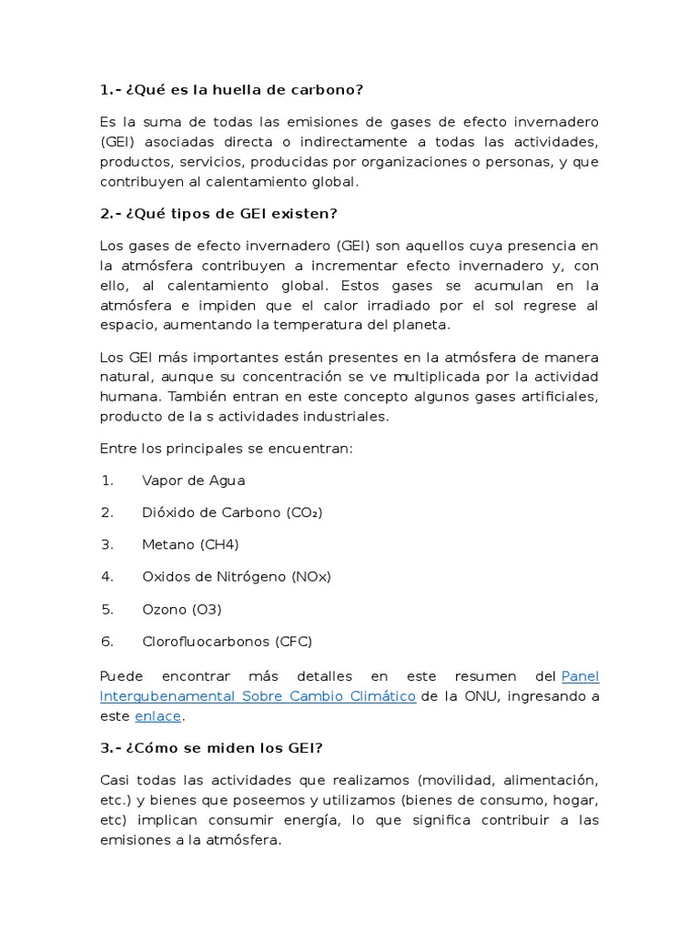 Huella de Carbono | PDF | Huella de carbono | Gases de efecto invernadero