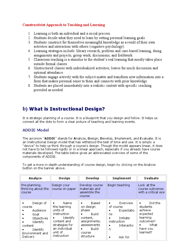 Constructivist Teaching Methods Explained | PDF | Instructional Design ...