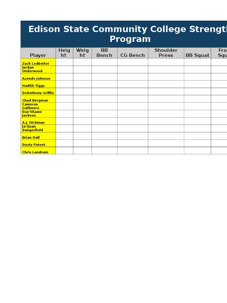 Escc Strength Program Chart | PDF