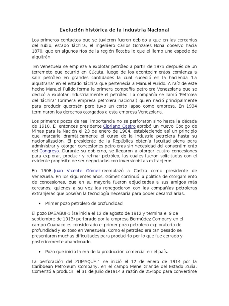 Historia de la Industria Petrolera en Venezuela | PDF | Petróleo | OPEP