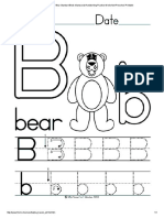 Alphabet Letter B Bear Standard Block Manuscript Handwriting Practice Worksheet  Preschool Printable