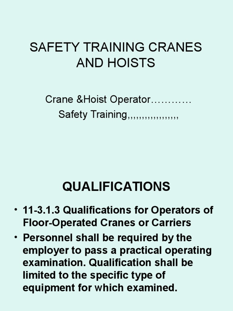 Safety Training Cranes and Hoists | PDF | Crane (Machine) | Rope