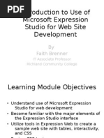 Introduction To Use of Microsoft Expression Studio For Web Site Development