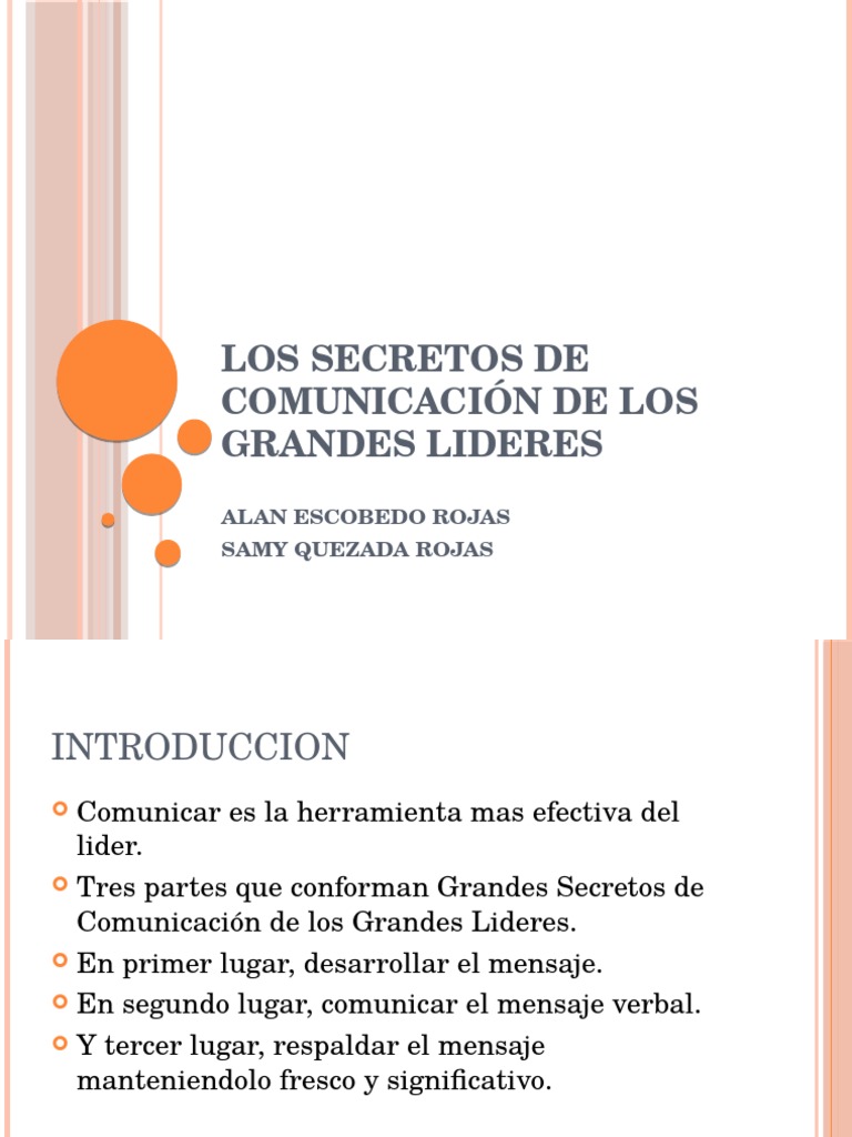 Los Secretos de Comunicación de Los Grandes Lideres | PDF | Liderazgo ...