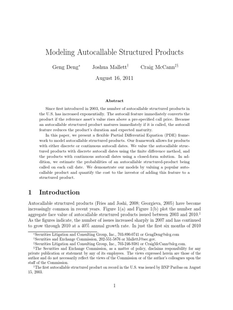 Autocallable PDF | PDF | Yield (Finance) | Partial Differential Equation