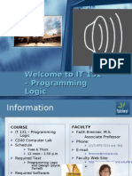Welcome To IT 131 - Programming Logic