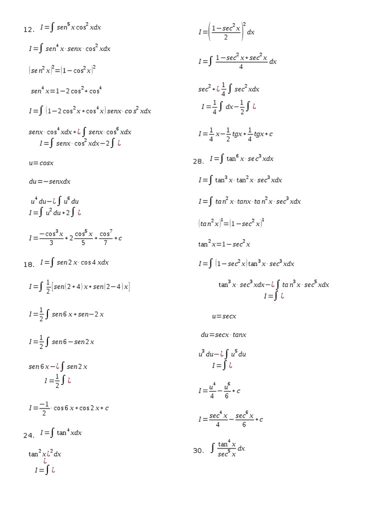 1 Sec 2 1 Sec 4 1 4 1 4 1 2 1 4 1 2 1 4: I Sen X Senx Cos XDX | PDF
