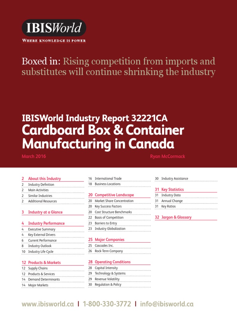 32221CA Cardboard Box & Container Manufacturing in Canada Industry ...