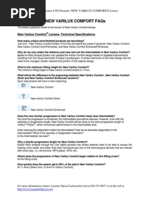 New Varilux Comfort Faqs Lenses Optics