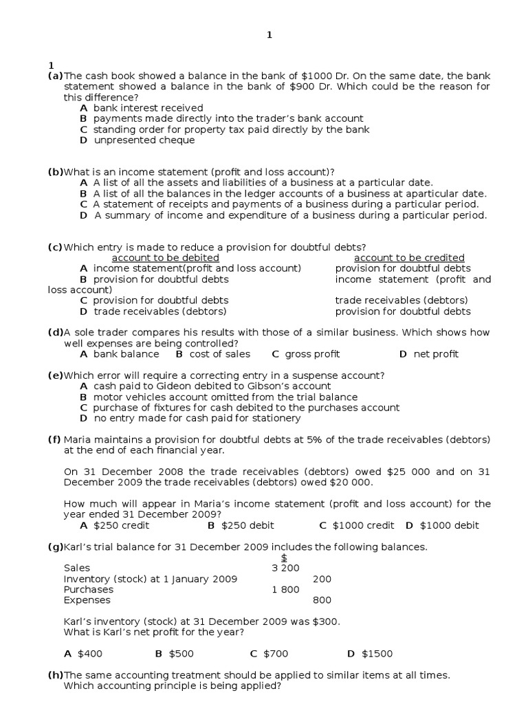 Accounting Paper 1 Dec 2015 Debits And Credits Bookkeeping