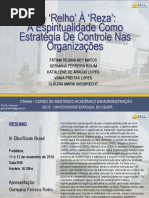 Do Relho À Reza a Espiritualidade Como Estratégia de Controle Nas Organizaçõe